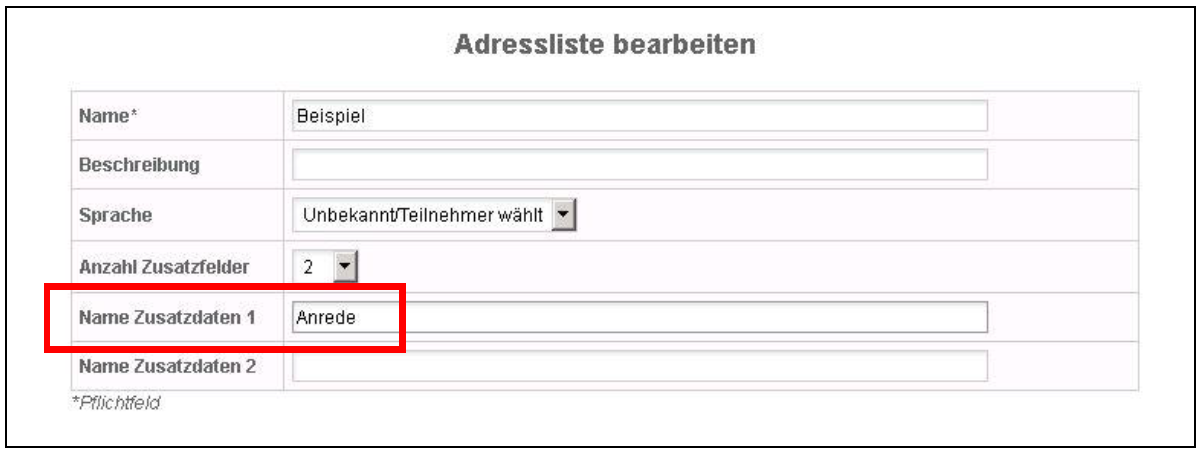 Adressliste bearbeiten