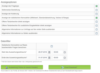 Schnellauswertung Konfiguration