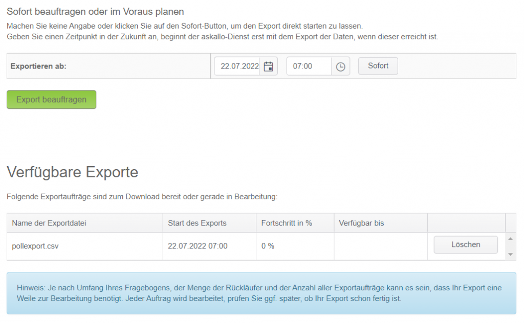 CSV-Export Planung ab Q2-2022