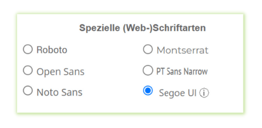 Schriftart Segoe UI
