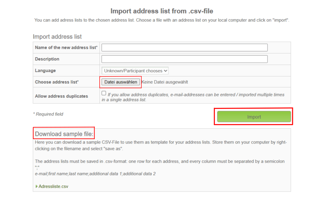 Import address list 