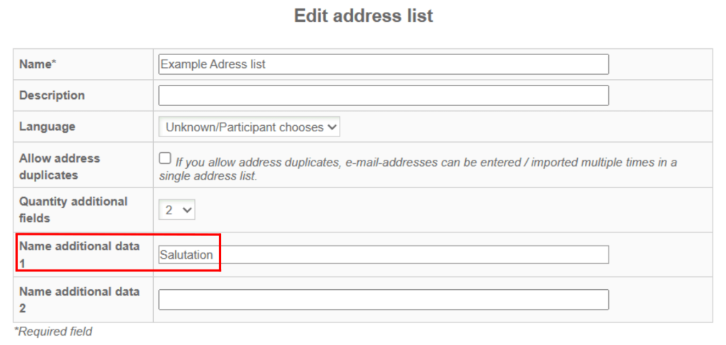 Edit address list
