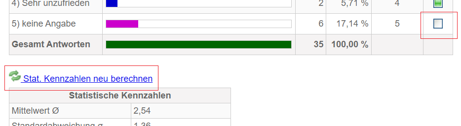 Dialog Schnellauswertung neu berechnen