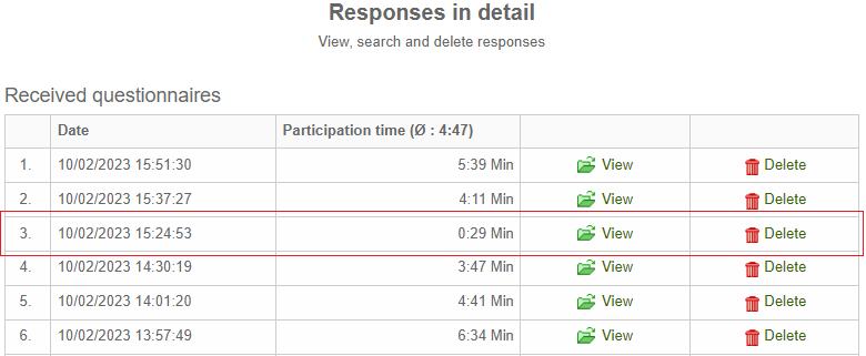 Using the responses list to identify speeders